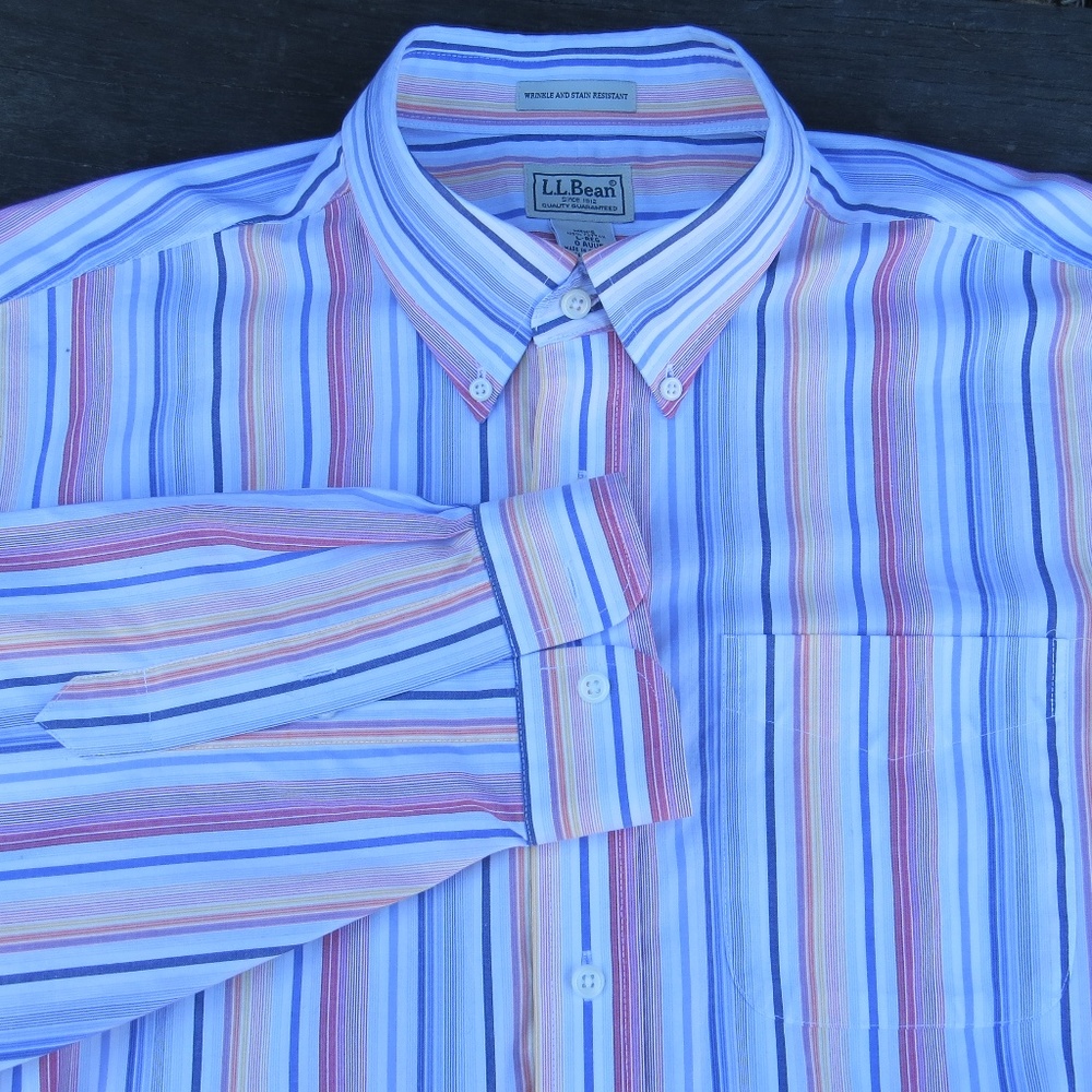 L.L.Bean Striped Long Sleeve Dress Shirt L